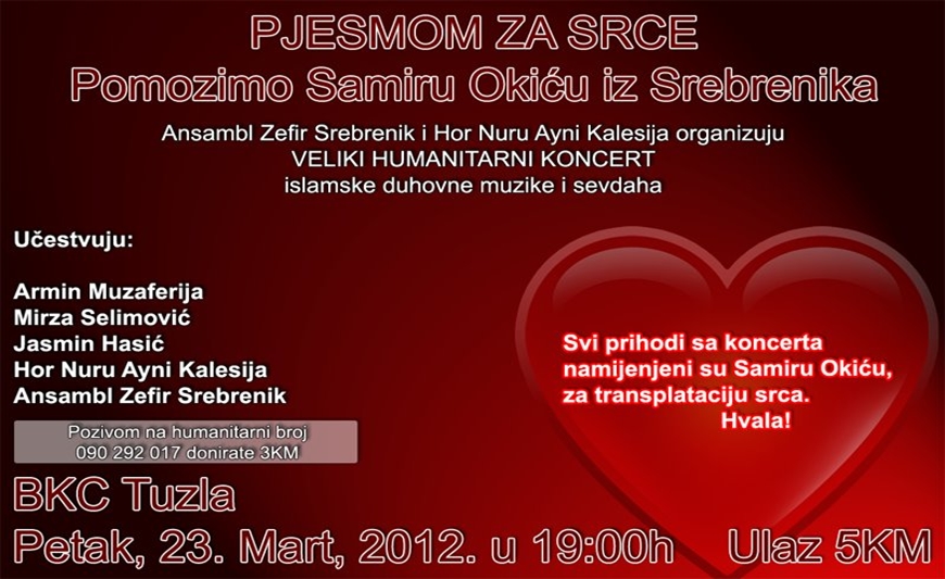 Humanitarni koncert za pomoć Samiru Okiću: “Pjesmom za srce”