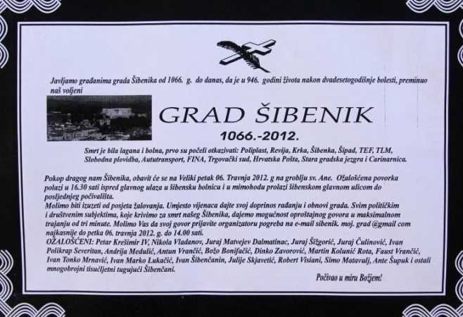 Osmrtnica Šibeniku