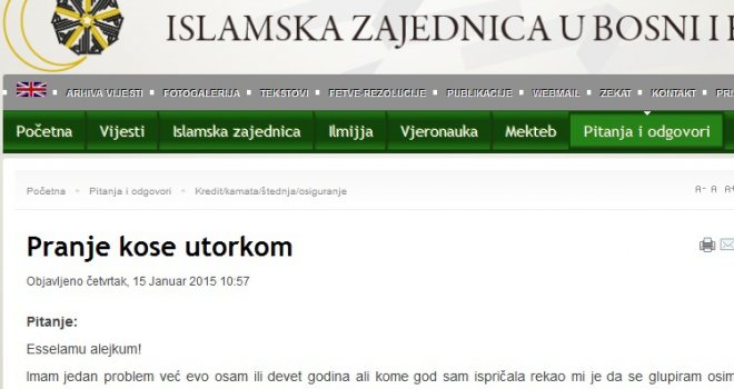 Rijaset IZ u BiH napokon razriješio 'dilemu': Smije li se utorkom prati kosa?