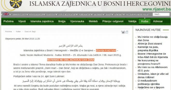 Žene, obilježavanjem 8. marta prihvatate poniženje i degradaciju... Budite poslušne svojim muževima