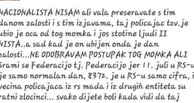 Pročitajte cijeli komentar zbog kojeg je policija RS-a uhapsila Sanela Menzila iz Kotor Varoši
