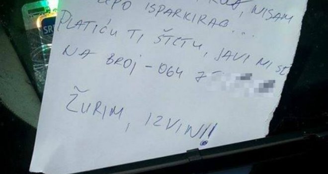 Poruka koju je jedan vozač u Beogradu ostavio drugom oduševila regiju: Gesta koja vraća vjeru u ljude