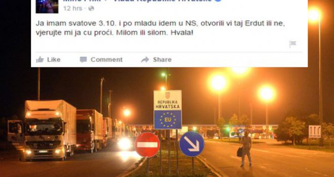Hrvatska Vlada zatvorila granice, a on im poručio: Moram u Novi Sad da se ženim, doći ću tamo milom ili silom