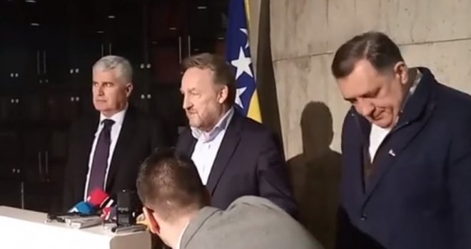 Okončani razgovori SDA, SNSD-a i HDZ-a: Pogledajte šta su izjavili Izetbegović, Dodik i Čović