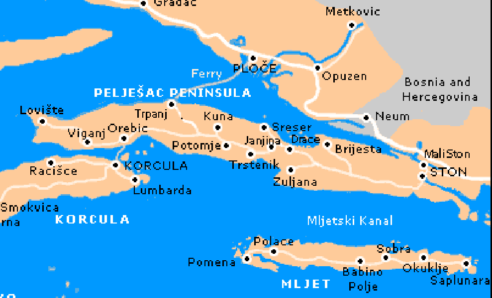 peljesac-mljet-karta peljesac-mljet-karta