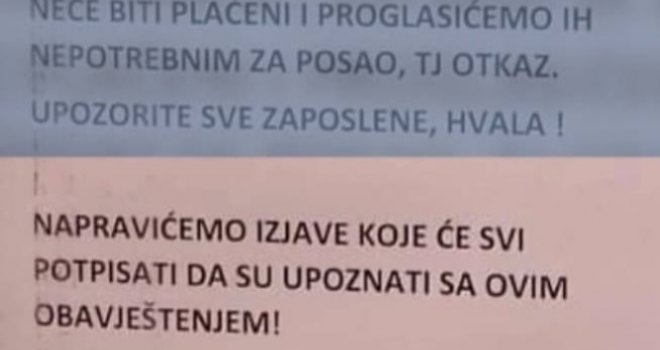 Prijeteće upozorenje radnicima osvanulo u bh. marketu- ko se zarazi koronom dobiće otkaz!