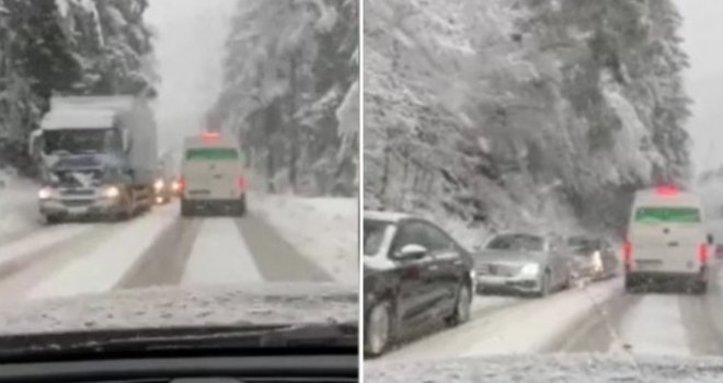 Saobraćajni kolaps na Karauli: Kamioni se popriječili i ne mogu dalje, automobili se jedva probijaju