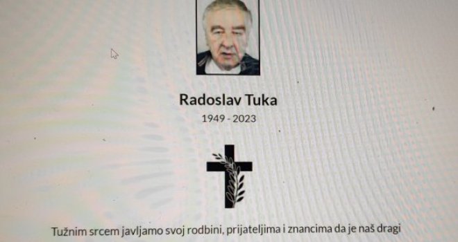 Bio je pravi i ponosni Sarajlija, s Mejtaša, od oca Joze i mame Ane: Posljednji pozdrav sugrađaninu Radoslavu Tuki  