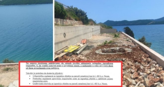 Lijanović u Neumu izbetonirao obalu, izgradio nelegalne stepenice s magistralnog puta?! Naređeno mu hitno uklanjanje...