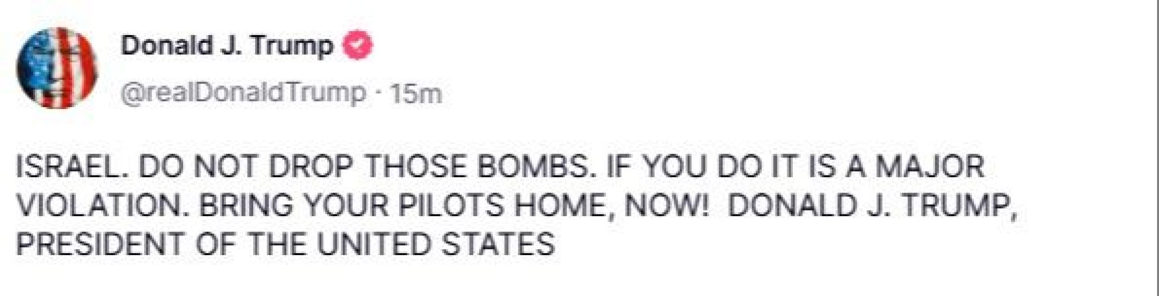 trump-poruka-izraelu-ne-bacajte-bombe